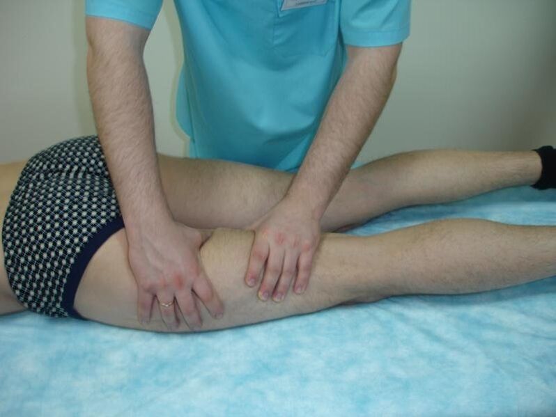 Massage male leg varicose veins